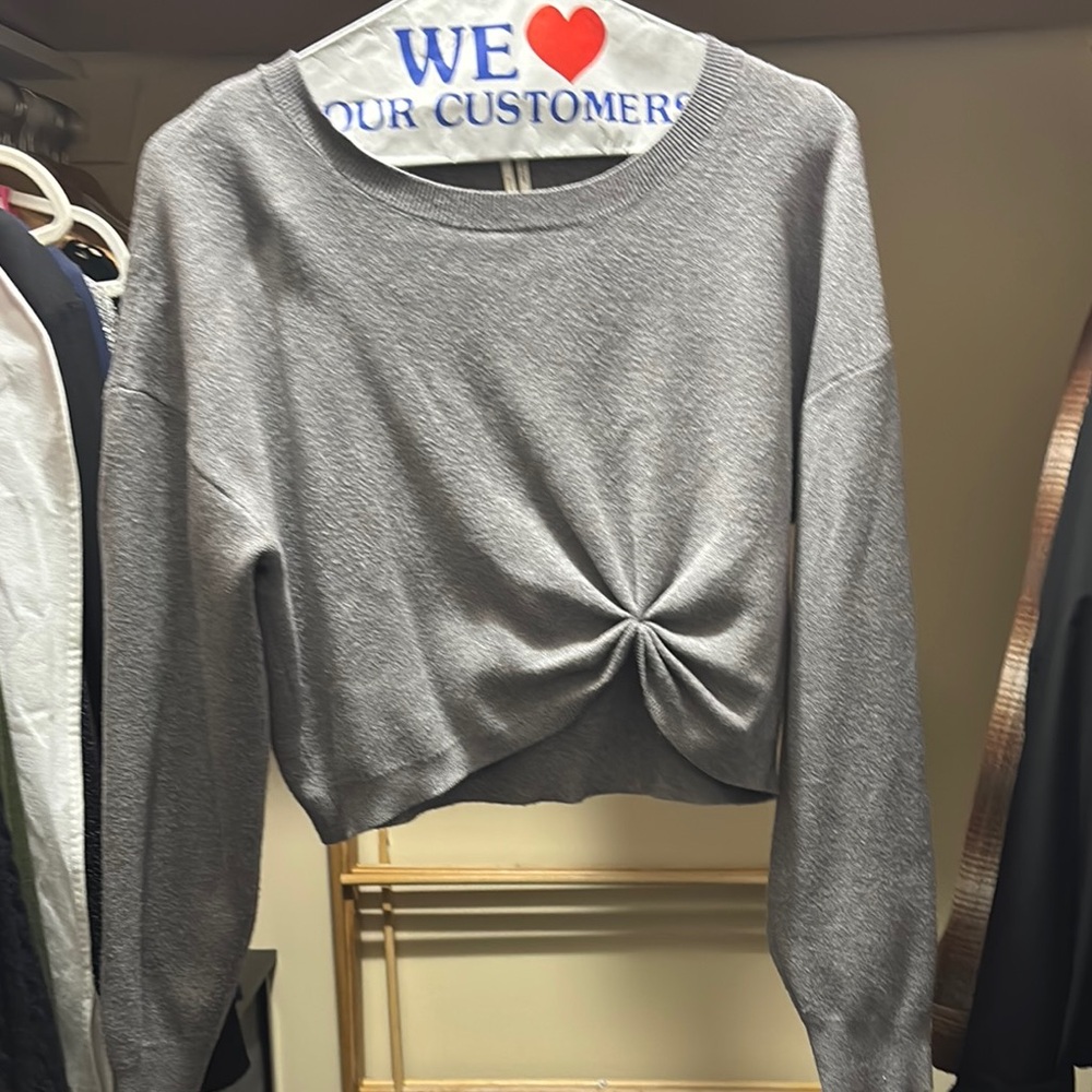 Anthropologie Gray Knotted Cropped Sweater - from twofer dress